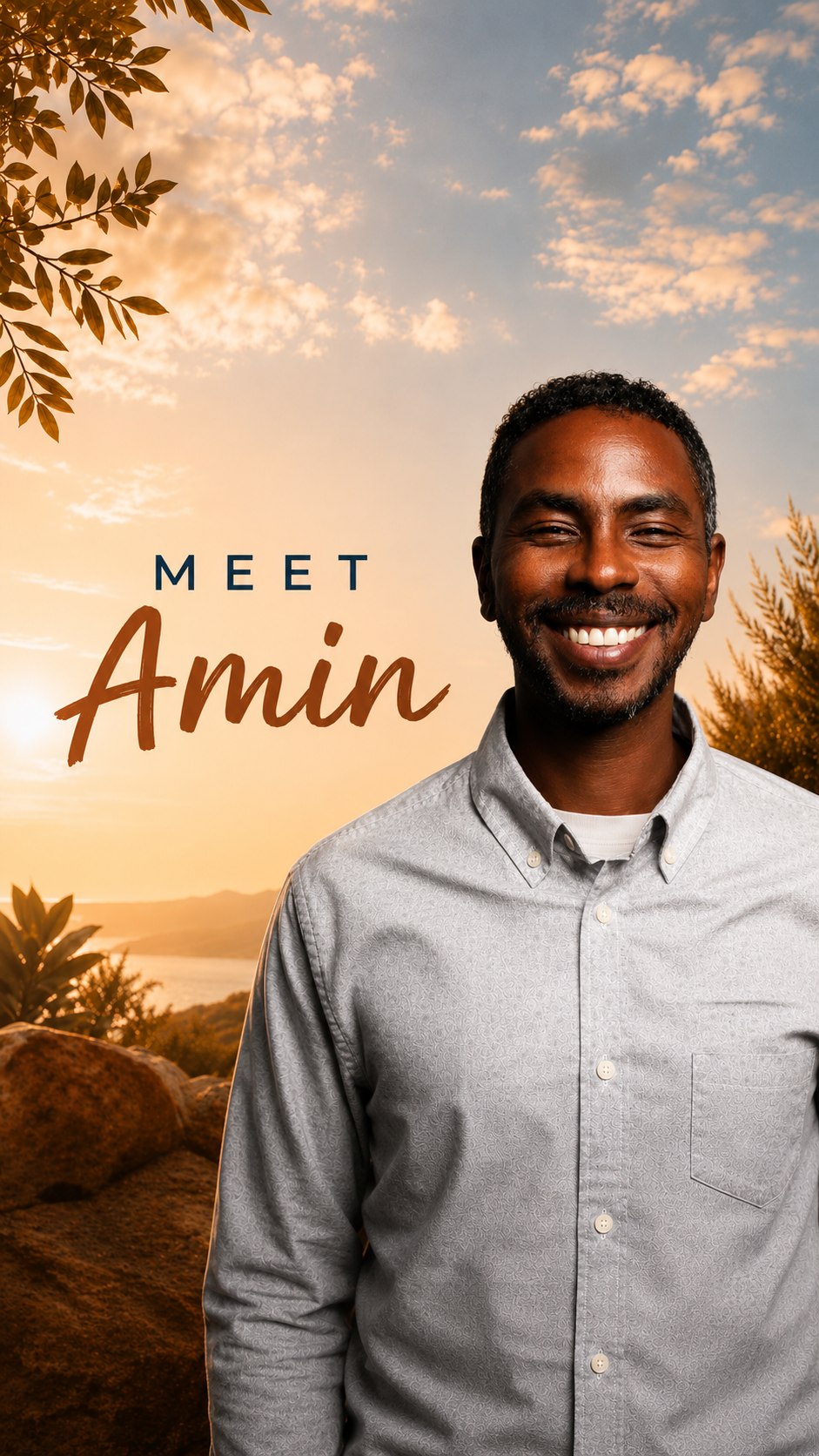 Amin Musa, founder of The Wise Mirror, smiling in a light grey shirt
